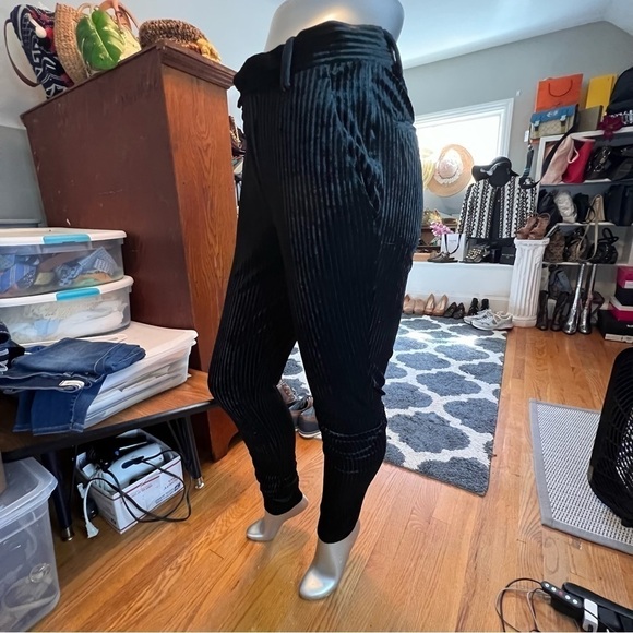ASOS Ribbed black Velvet Skinny Pants - Picture 2 of 8